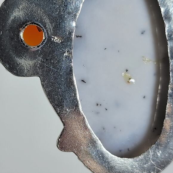 Gemstone Pendant Necklace – Opal, Carnelian & Chalcedony + 20" Silver Chain - Picture 7 of 10